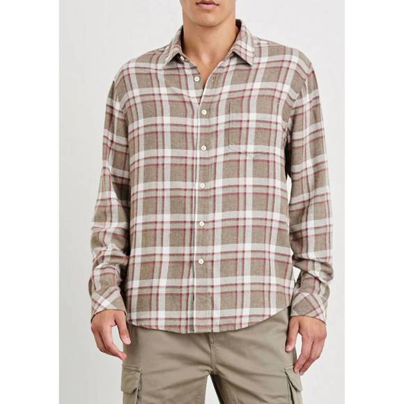 NEW RAILS lennox plaid button down shirt in chinchilla currant